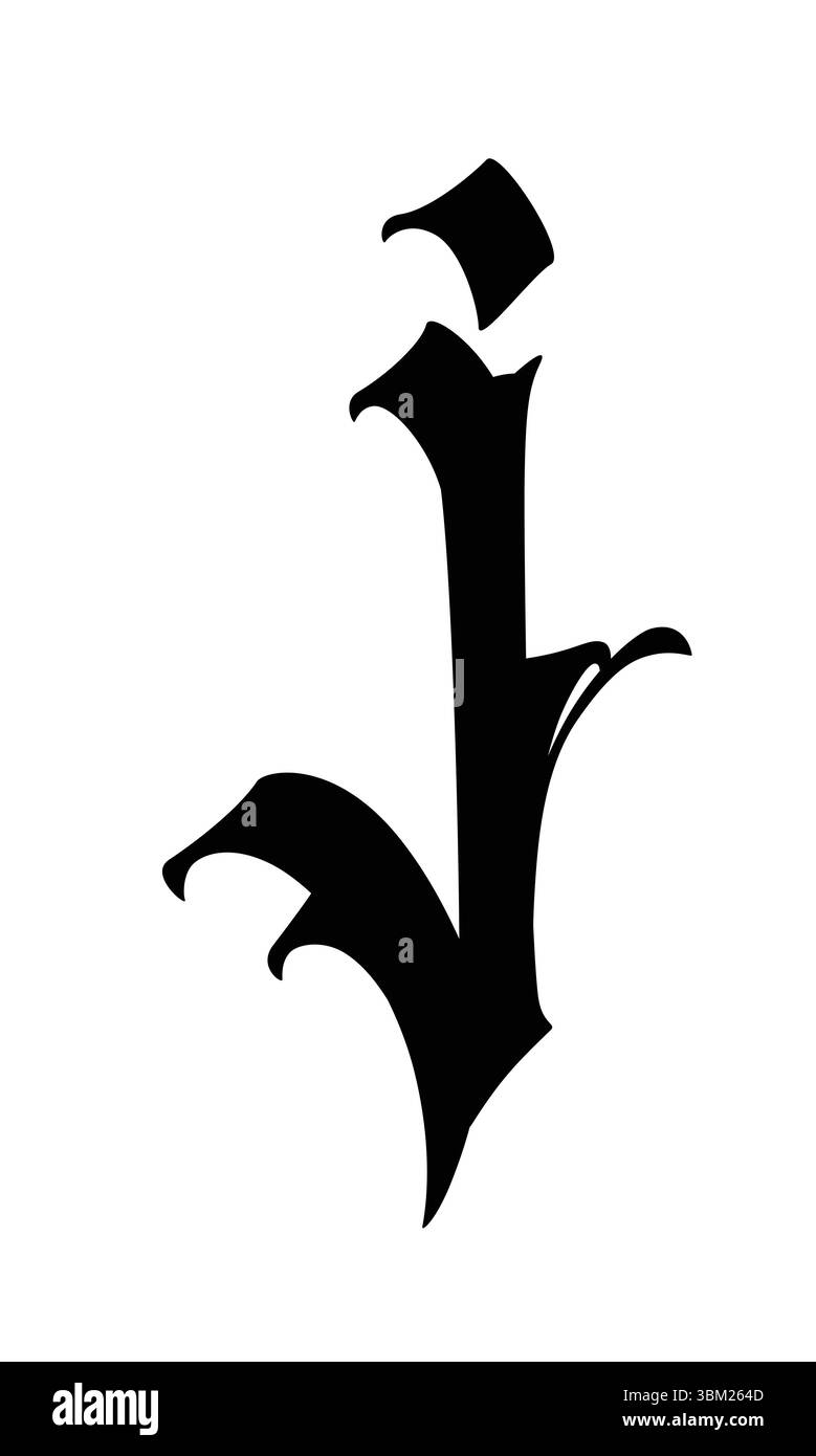 Buchstabe j im gotischen Stil. Vektor. Alphabet. Kalligraphie und Schriftzüge. Mittelalterlicher lateinischer Buchstabe. Logo für das Unternehmen. Monogramm. Elegante Schriftart für ta Stock Vektor