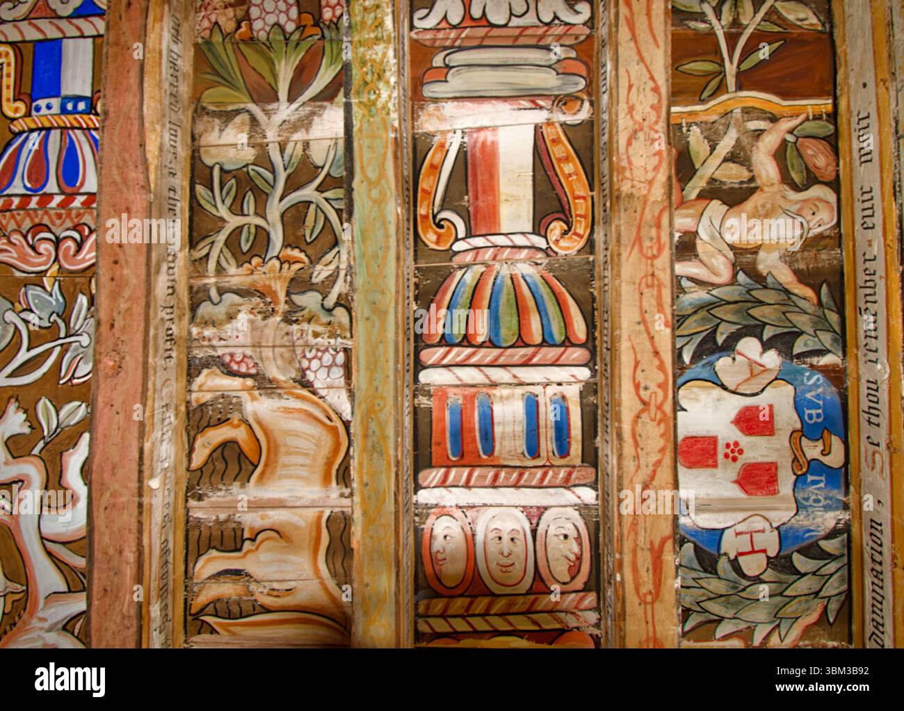 Delgatie Castle Aberdeenshire Schottland die gemalte Decke stammt aus dem Jahr 1597 des Rohaise Room Teil 6 Stockfoto