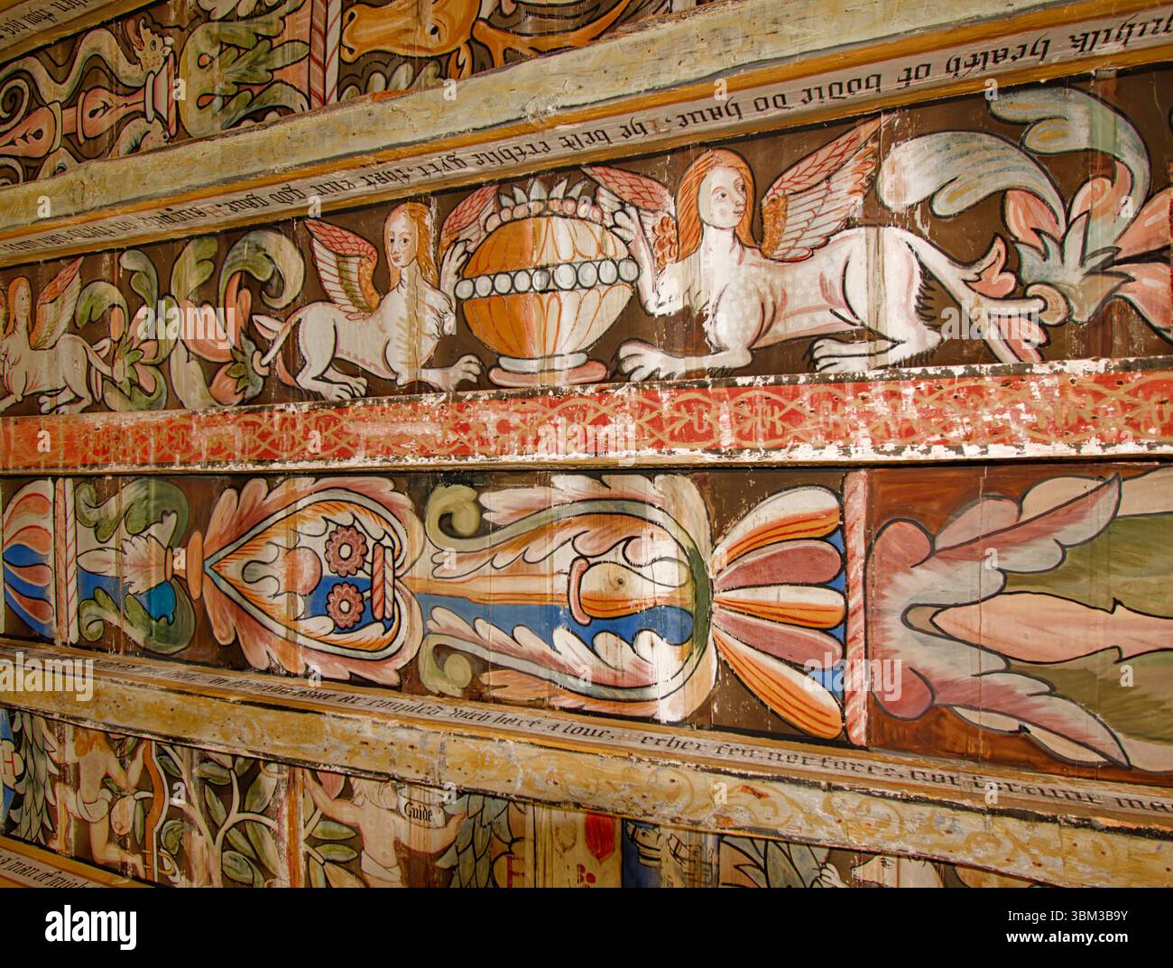 Delgatie Castle Aberdeenshire Schottland die gemalte Decke stammt aus dem Jahr 1597 des Rohaise Room Teil 3 Stockfoto