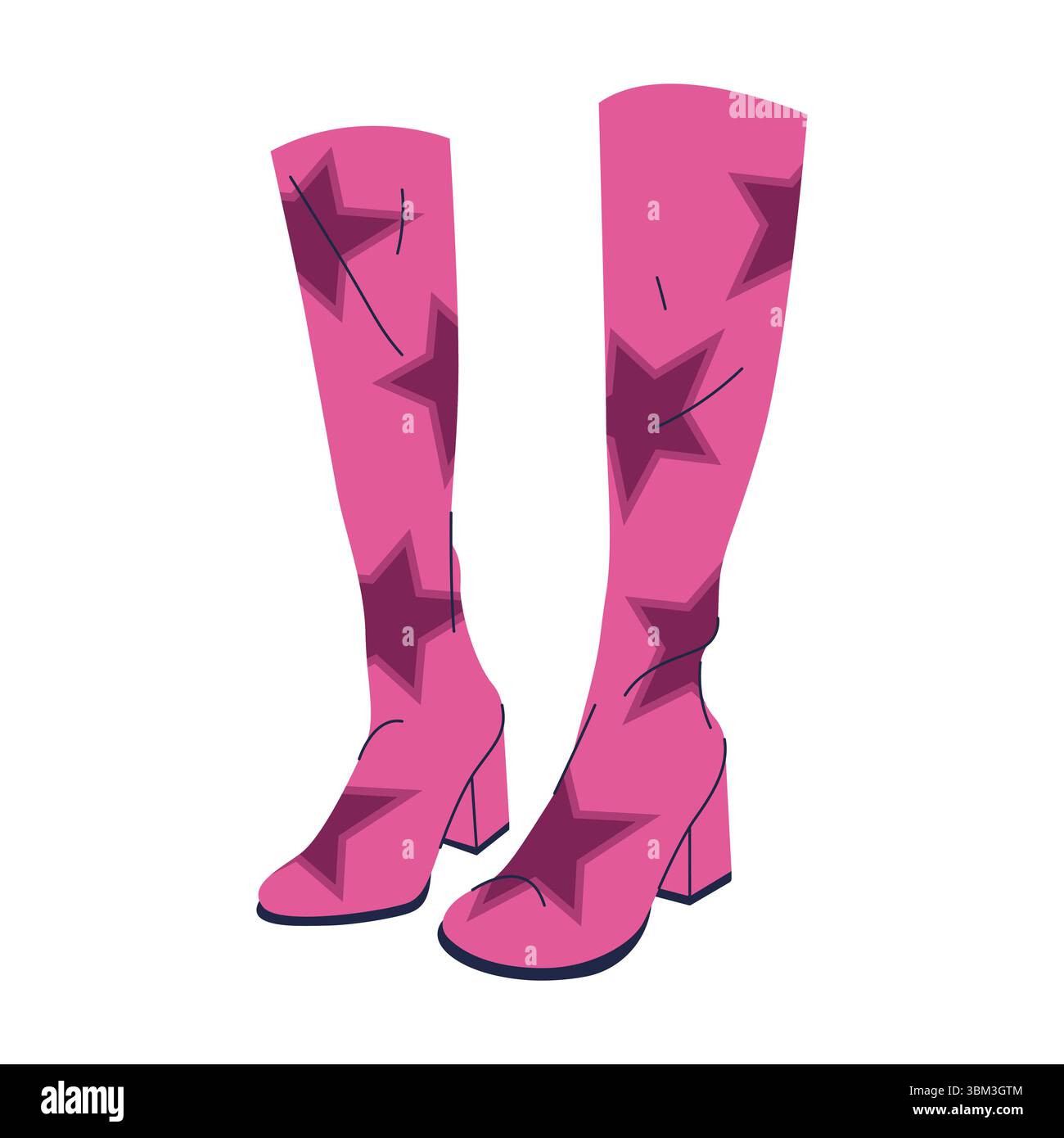 Stiletto-Stilettoschuhe für Damen-Disco-Leder. Vektorsymbol oder Clipart von Frauenschuhen mit High Heels für Clubbing, Party, Nachtclub-Tanzfläche, Bühnenvorstellung. Feminine Dance Retro-Bekleidung. Hohe Stiefel. Stock Vektor