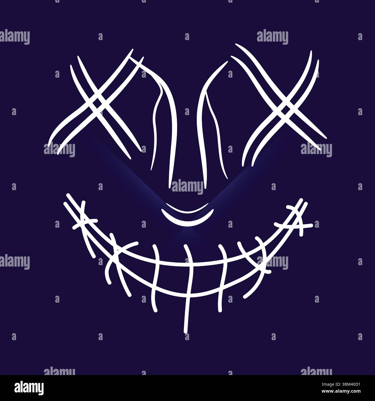 Horror Maskenform Design Kunst mit marineblauem Hintergrund Stock Vektor