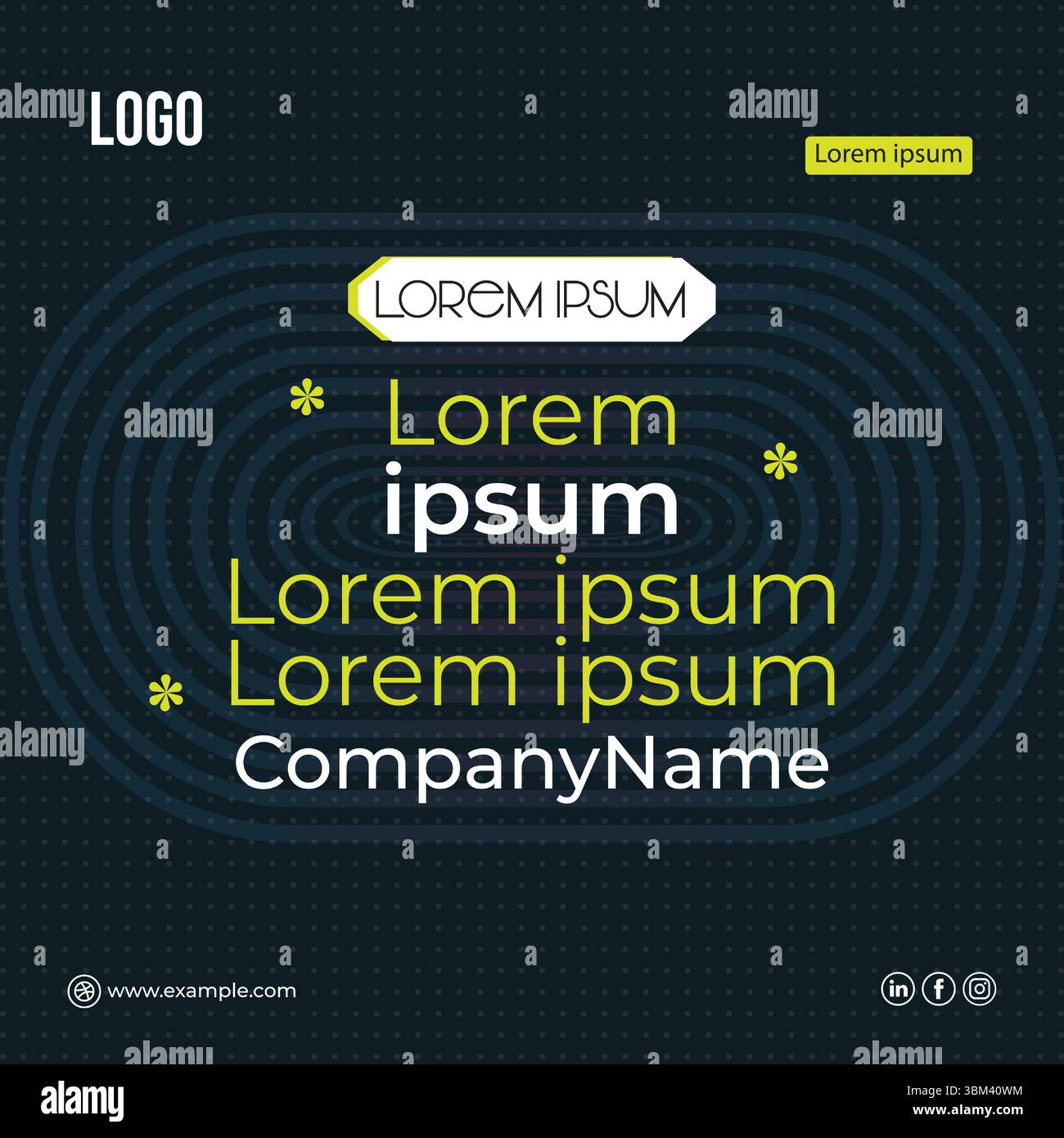 Kreatives Design in sozialen Medien mit dunklem Hintergrund Stock Vektor