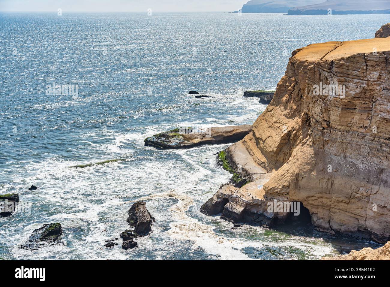 Dramatische Sandsteinklippen im Pazifischen Ozean im Paracas National Reserve, Peru Stockfoto