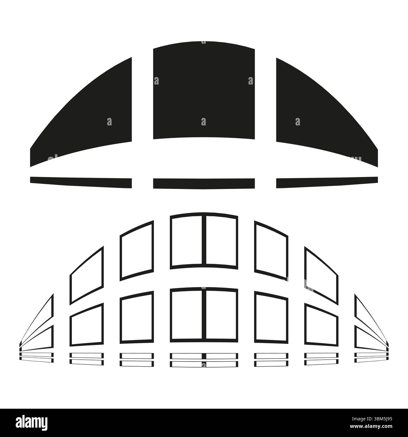 Muster für Fenstersymbole. Symbol für architektonischen Rahmen. Vektor des geometrischen Fensterbereichs. Schwarzes einfarbiges Design. Stock Vektor