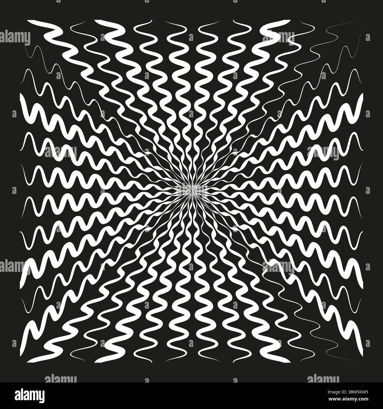 Kreuzoptische Illusion. Schwarzweißes Muster. Geometrisches hypnotisches Design. Abstrakter Vektorhintergrund Stock Vektor