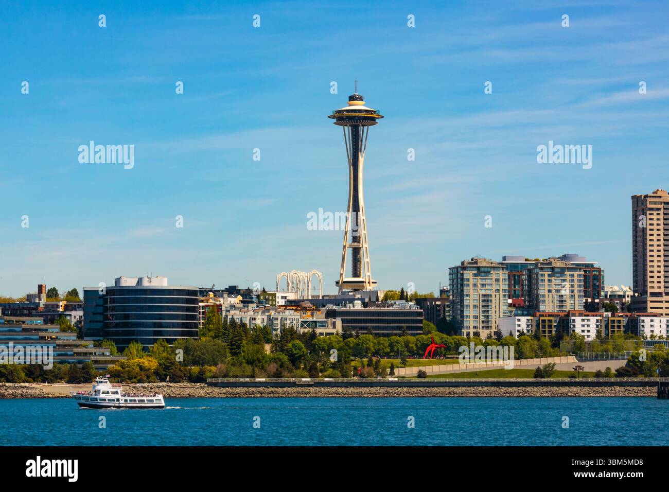 Space Needle, Sculpture Park und Seattle Waterfront, Washington State, USA. Stockfoto