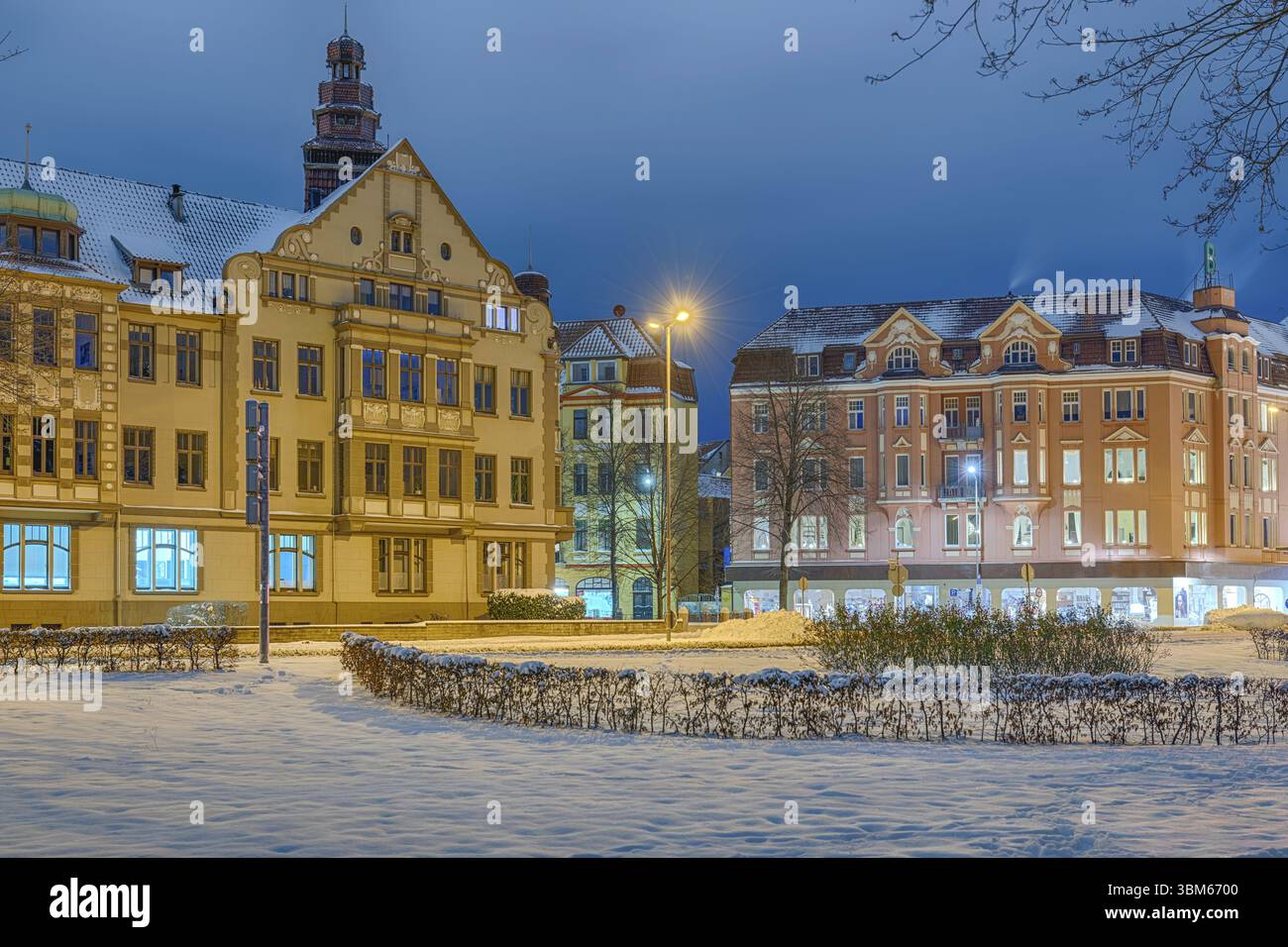 Jugendstilhäuser im Winterlicht Minden Deutschland Stockfoto
