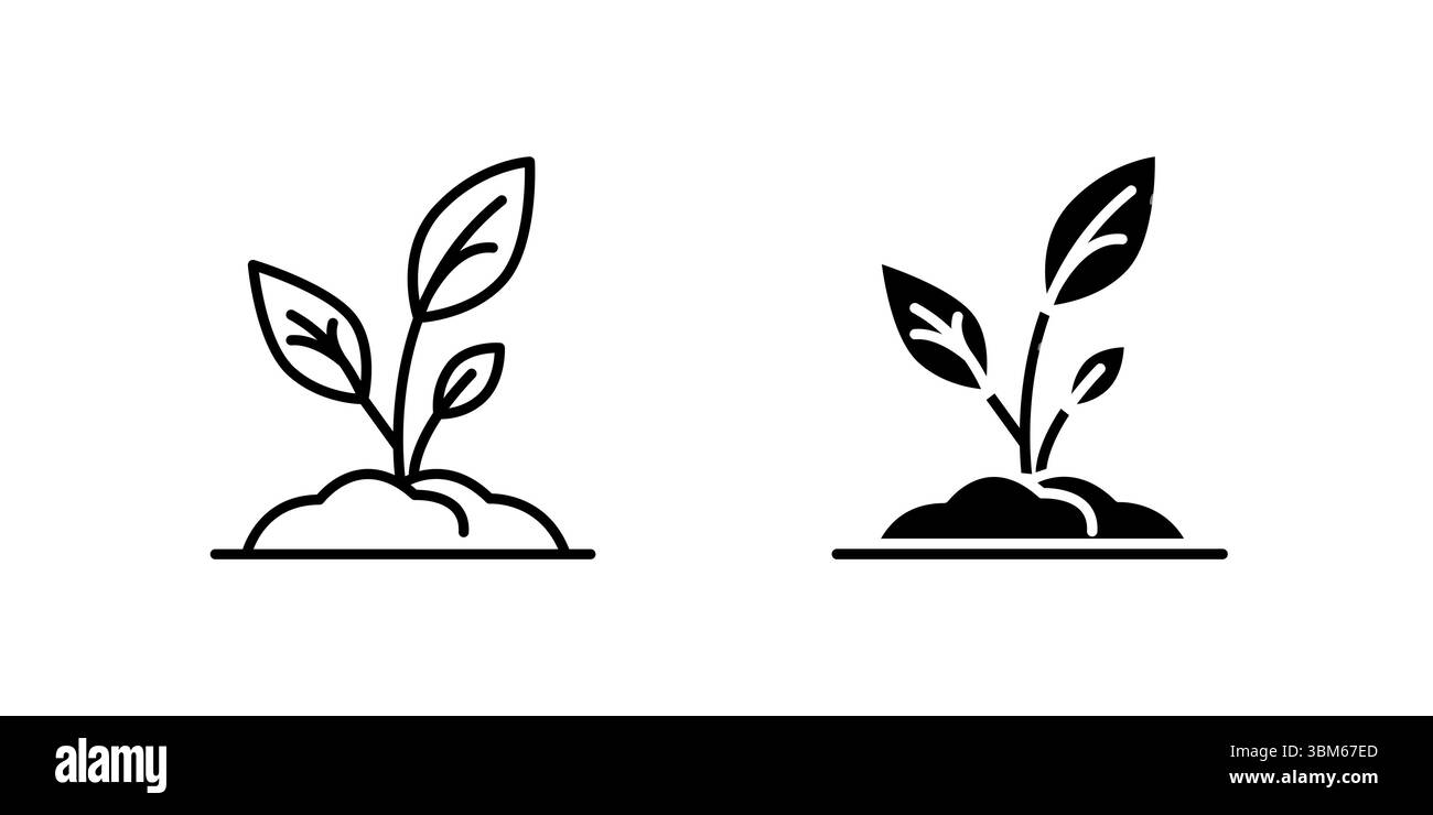 Das Symbol der zarten Sprossenpflanze steht für Wachstum, Natur und neues Leben in einem Ökosystem. Perfekt für Gartenarbeit, Nachhaltigkeit und Bio-Themen. Stock Vektor