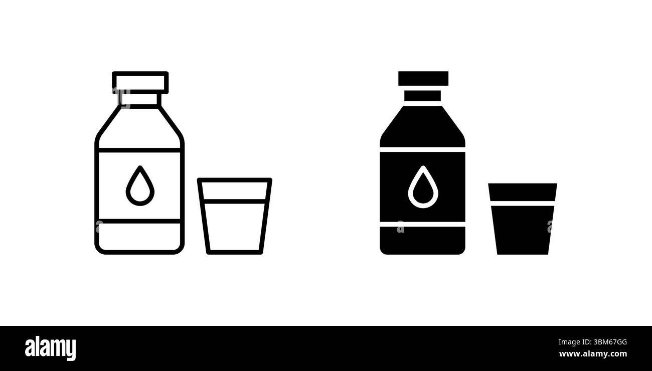 Einfache Wasserflasche Symbol Set für Getränke, Hydration und gesunden Lebensstil. Unverzichtbar für Fitness, Sport und tägliches Wohlbefinden. Stock Vektor