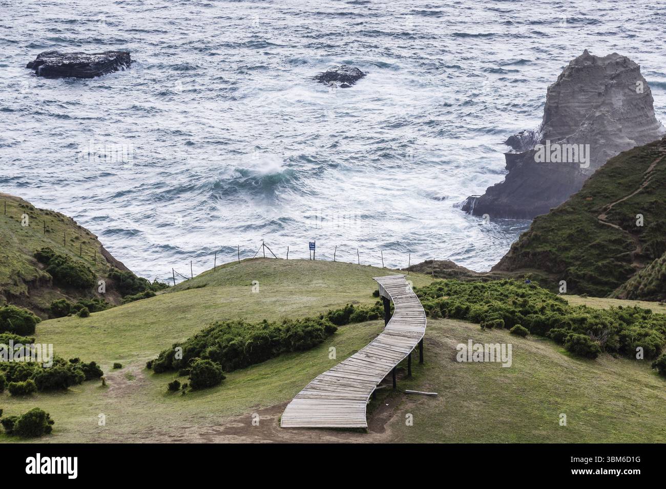 Pier of the Souls, Pirulil, Westküste der Großen Insel Chiloe, Patagonien, Republik Chile, Südamerika Stockfoto