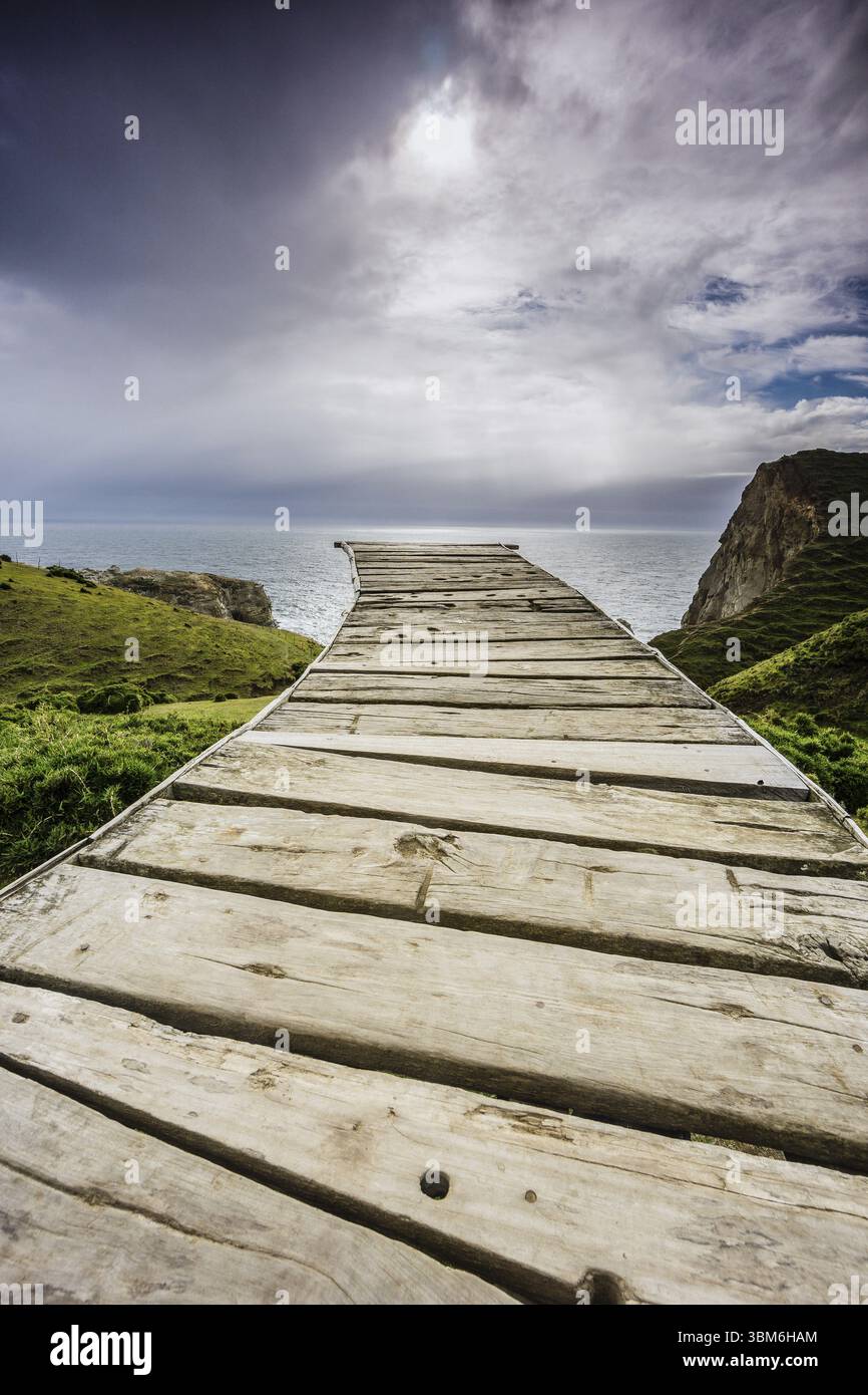 Pier of the Souls, Pirulil, Westküste der Großen Insel Chiloe, Patagonien, Republik Chile, Südamerika Stockfoto