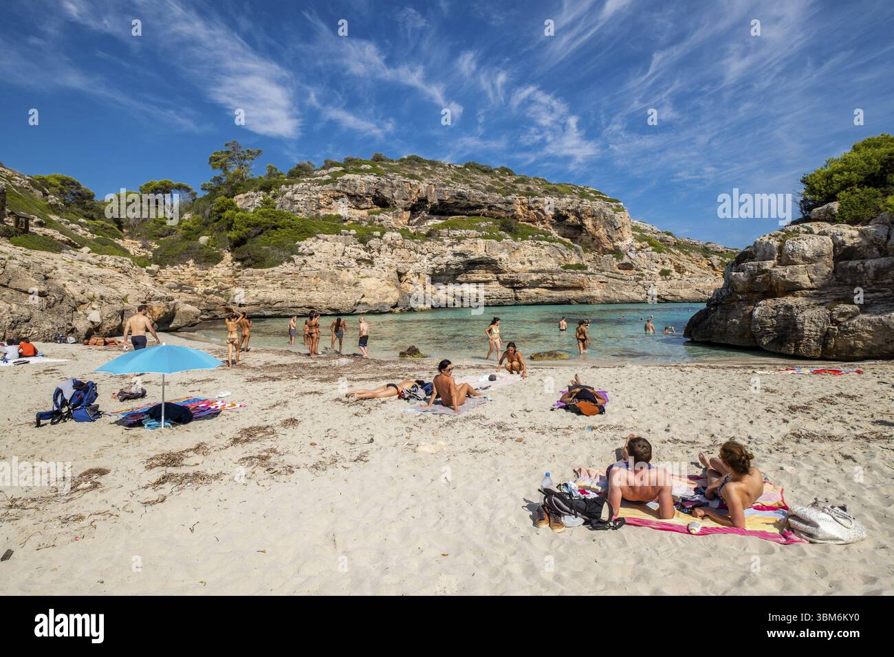 Calo des Marmols Beach, Santany, Mallorca, Balearen, Spanien, Europa Stockfoto