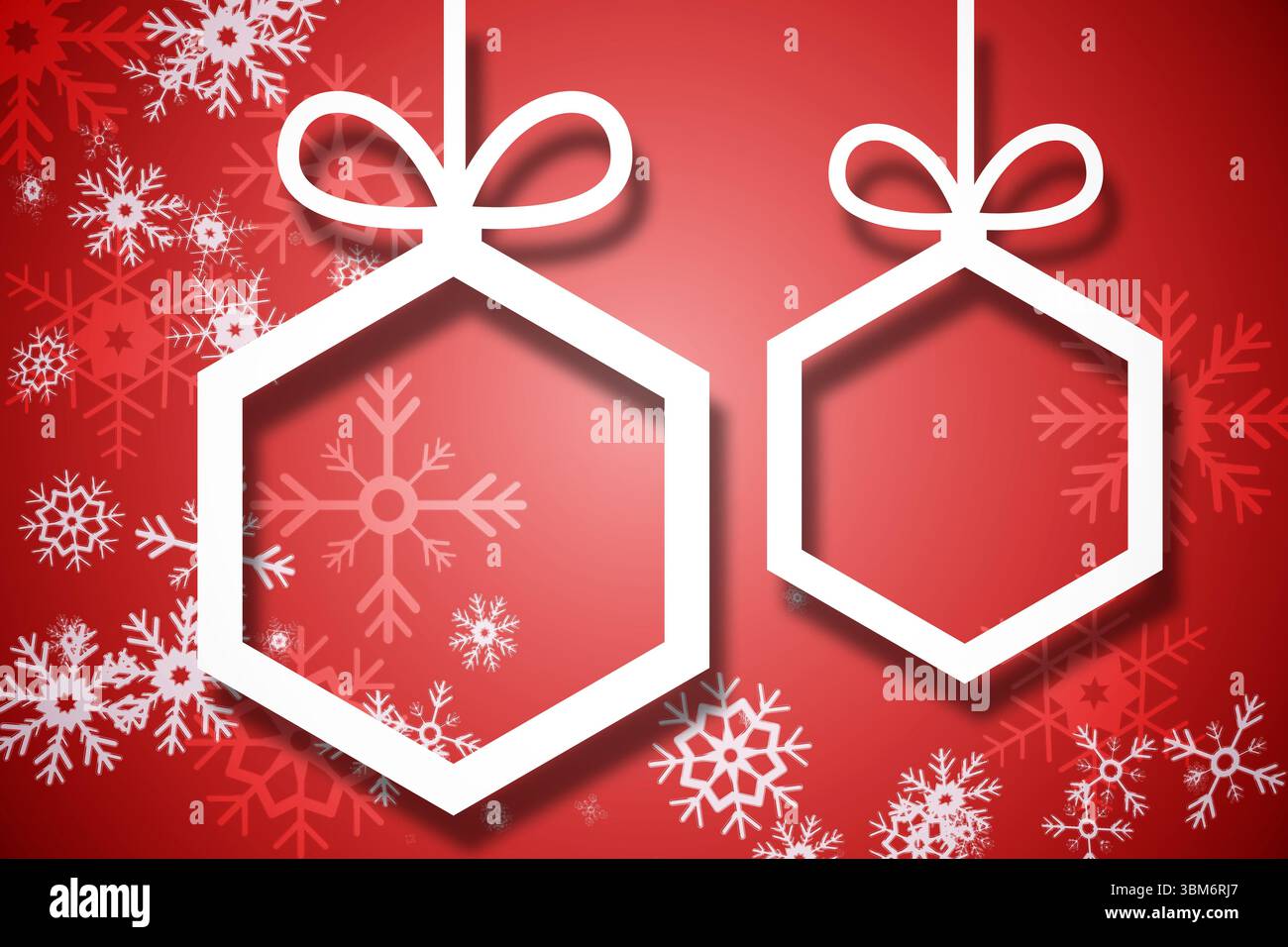 weihnachtsdekoration auf Rot hängen Stockfoto