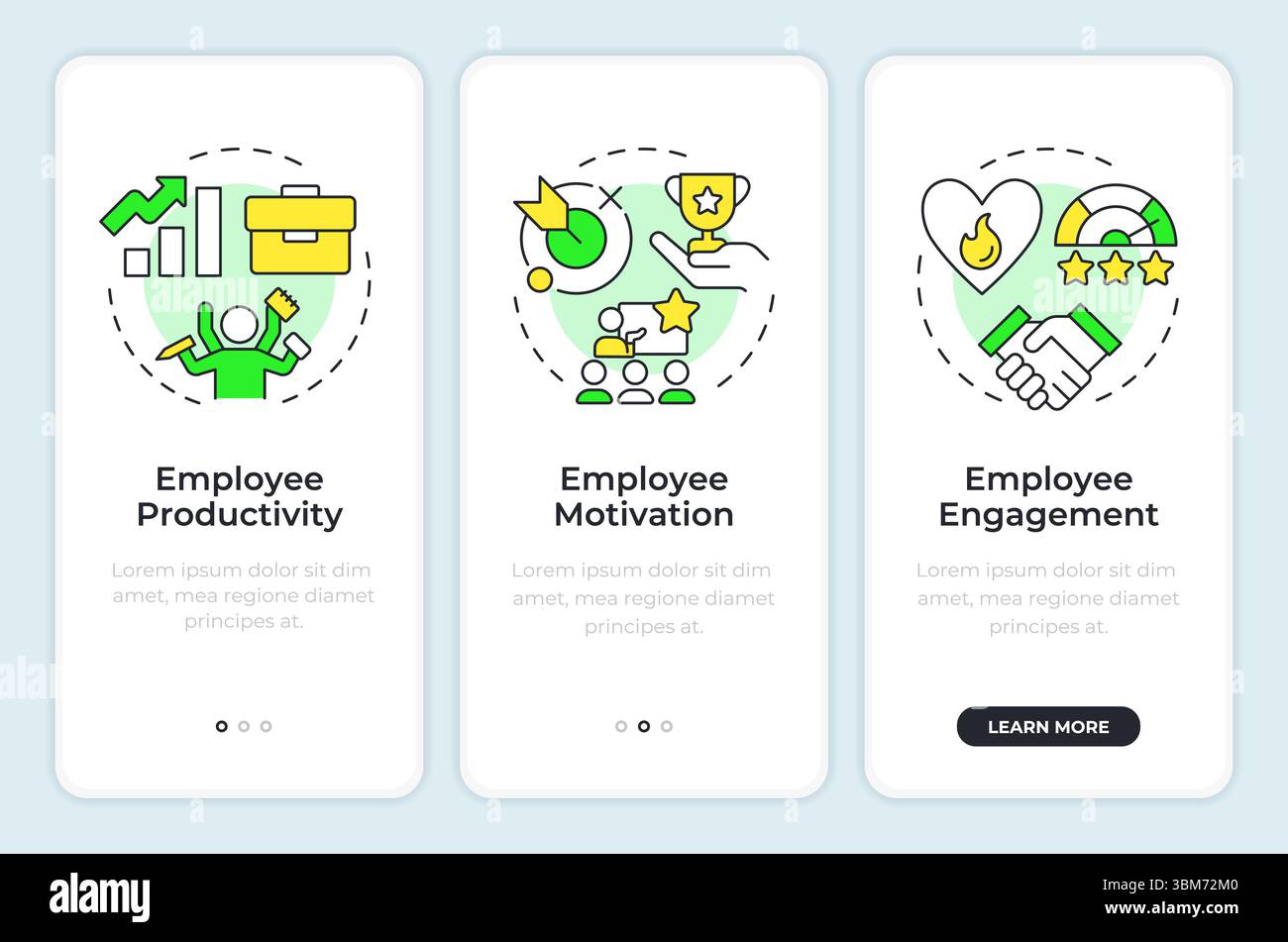 Vorteile für die Zufriedenheit bei der Arbeit auf dem Bildschirm der mobilen App Stock Vektor