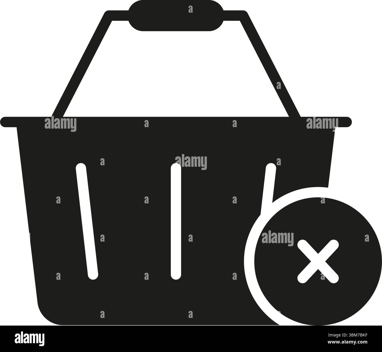 Warenkorb Mit Kreuz-Symbol. Aus Einkaufswagen Entfernen Oder Symbol Für Element-Silhouette Löschen. E-Commerce, Online Shopping Management und Einzelhandel Stock Vektor