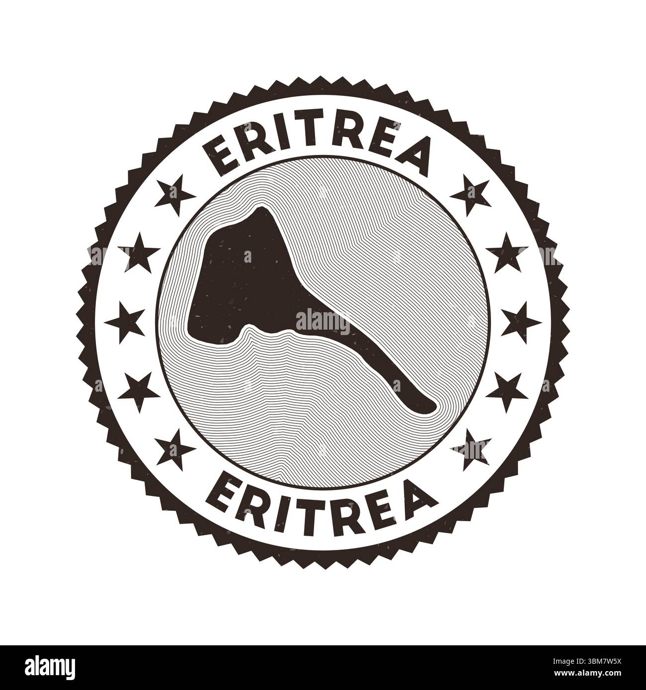Eritrea Emblem. Länderrunder Stempel mit Form von Eritrea, Isolinien und rundem Text. Authentisches Abzeichen. Stilvolle Vektorillustration. Stock Vektor
