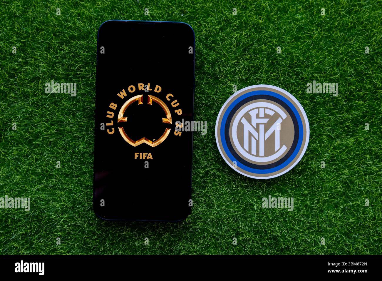 20. Mai 2025, Usa. Das Emblem des Fußballvereins, der an der FIFA Club-Weltmeisterschaft Inter Mailand teilnimmt Stockfoto