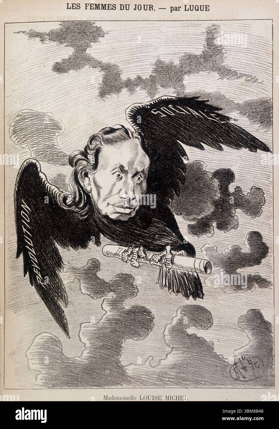 Karikatur von Louise Michel als Krähe von Manuel Luque (1854–1924) Stockfoto
