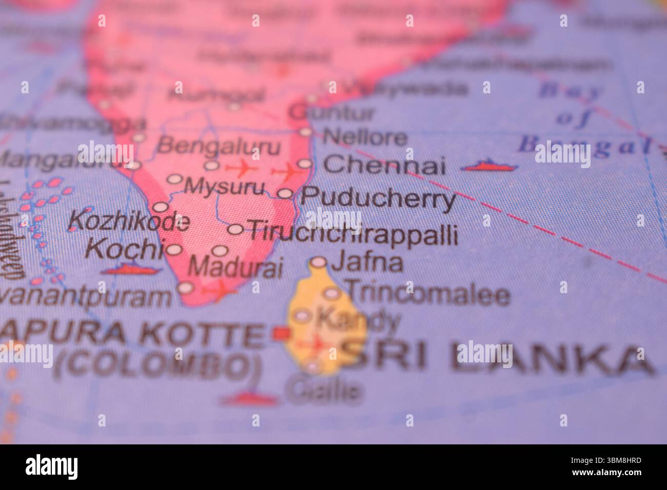 Puducherry-Indien Verwaltungskarte Oder Politische Karte Nahaufnahme Foto Mit Verschwommenem Hintergrund Stockfoto