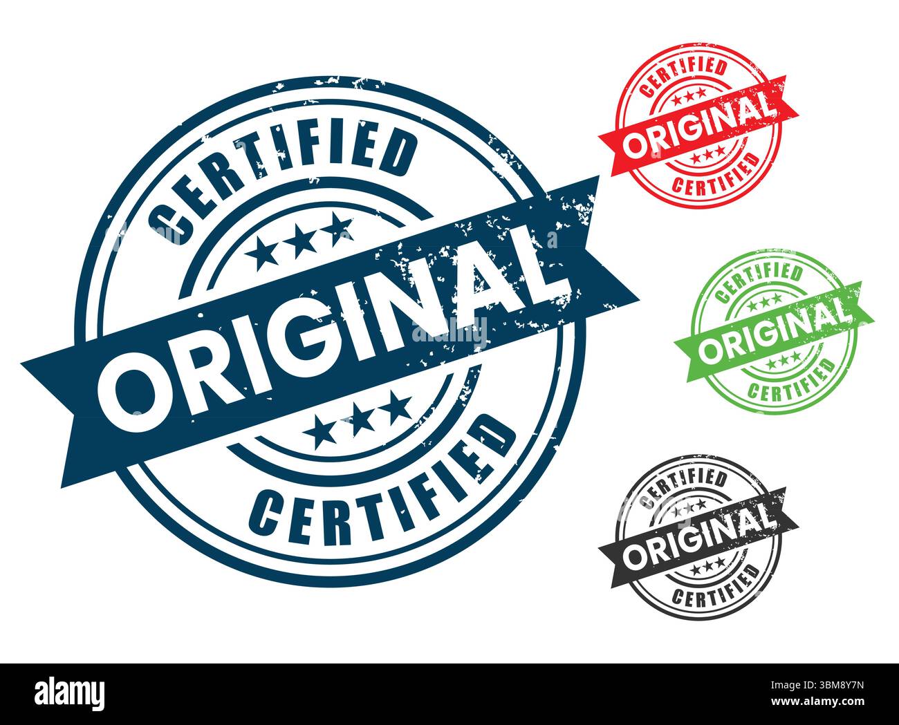 Certified Original Stamp Authentic Quality Seal Kollektion Stock Vektor