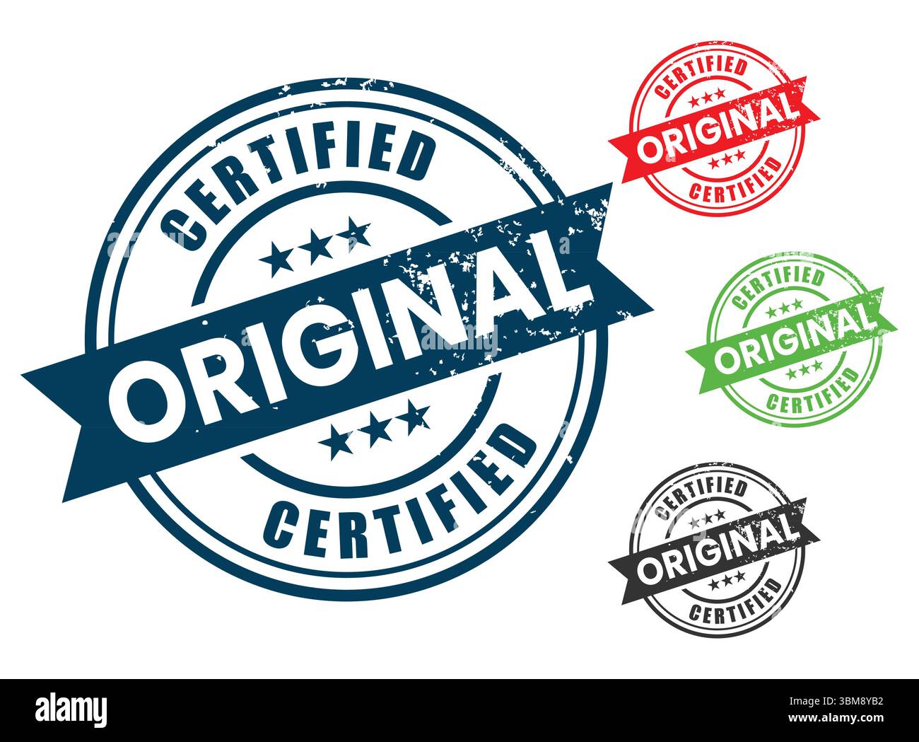 Certified Original Stamp Authentic Quality Seal Kollektion Stock Vektor