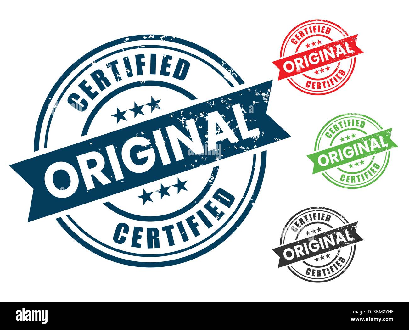 Certified Original Stamp Authentic Quality Seal Kollektion Stock Vektor