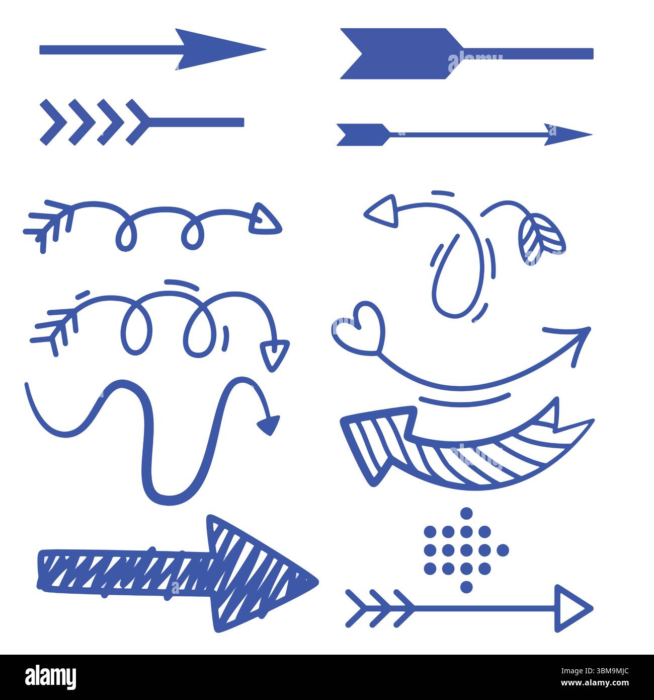 Hand gezeichneter Pfeil Doodle Vektorsatz – skizzierte Richtungspfeile für Web- und Designzwecke. Stock Vektor