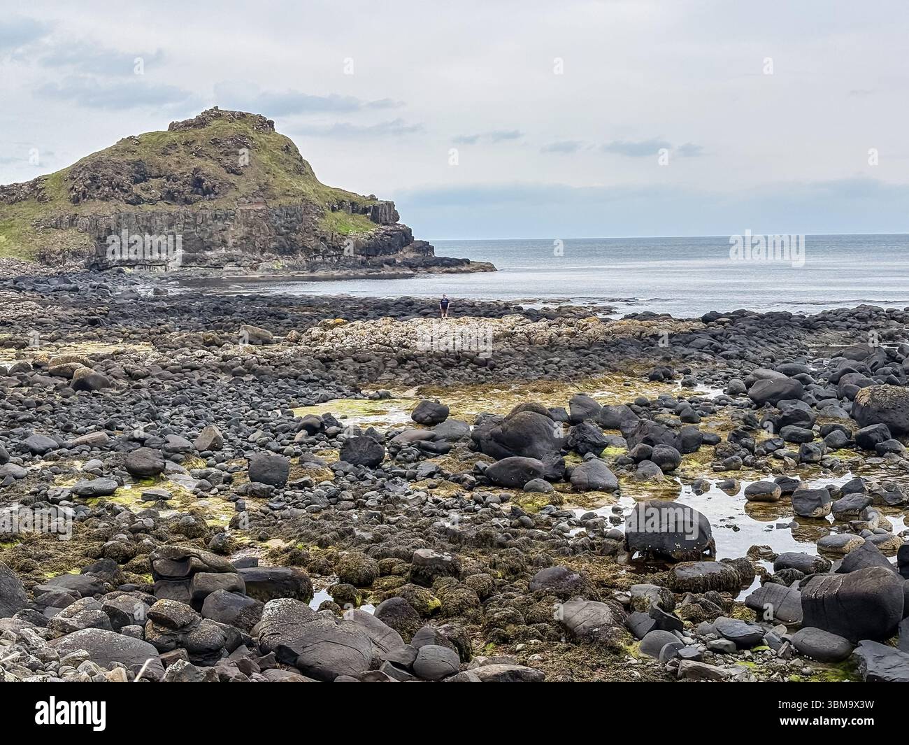 Giant's Causeway. Einzigartige sechseckige Basaltfelsen an der Küste Nordirlands, ein berühmtes Naturdenkmal für Reisen und Tourismus. Stockfoto
