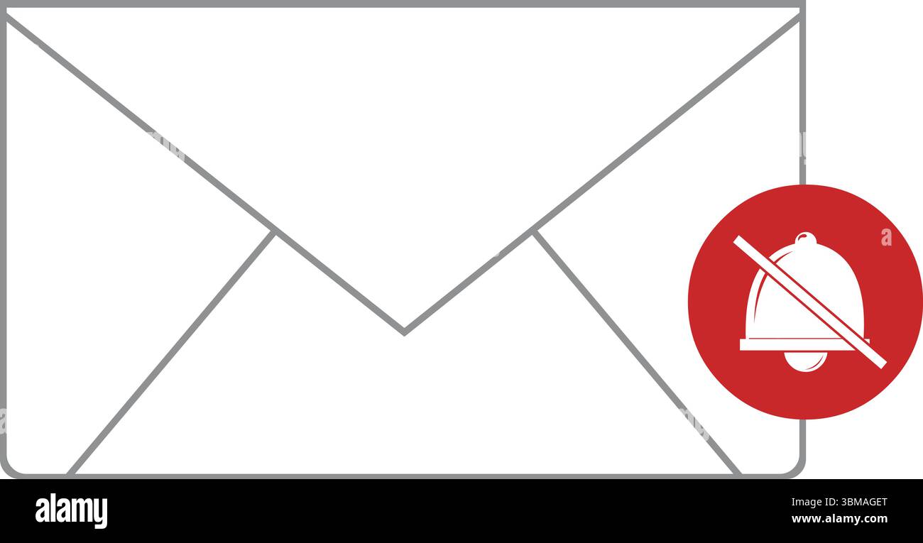 Vektor-Illustration Symbol Briefumschlag Karte und verriegelte Glocke, Konzept der Stummschaltung von Benachrichtigungsnachrichten Stock Vektor