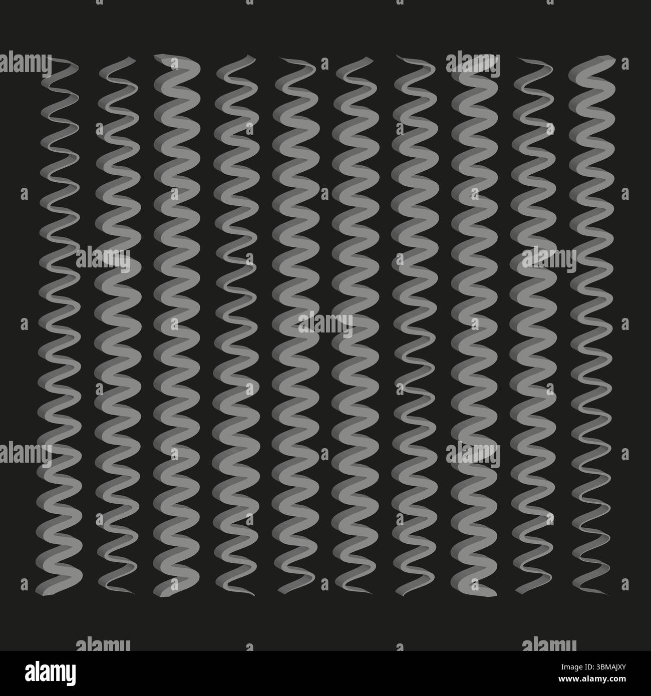 Vertikale Kurvenlinien. Streifenmuster. Monochromer geometrischer Hintergrund. Lineare Vektordarstellung. Stock Vektor