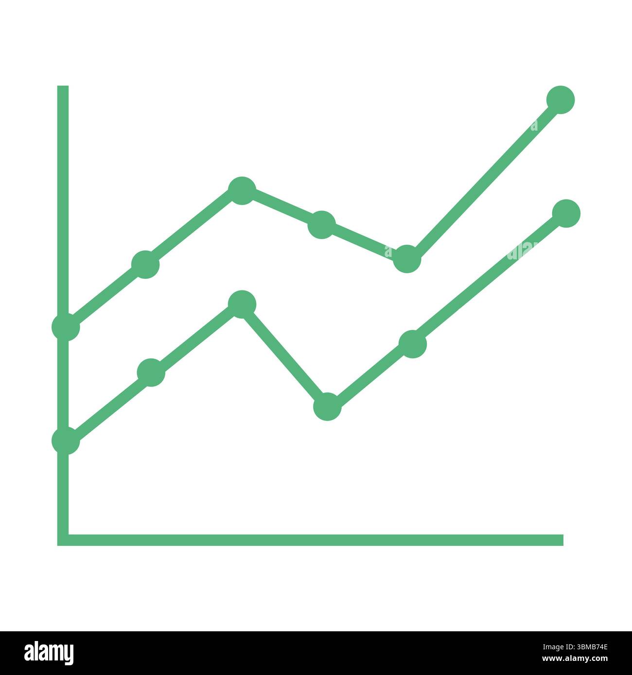 Zusammengesetztes Bild des grünen Liniendiagramms Stockfoto