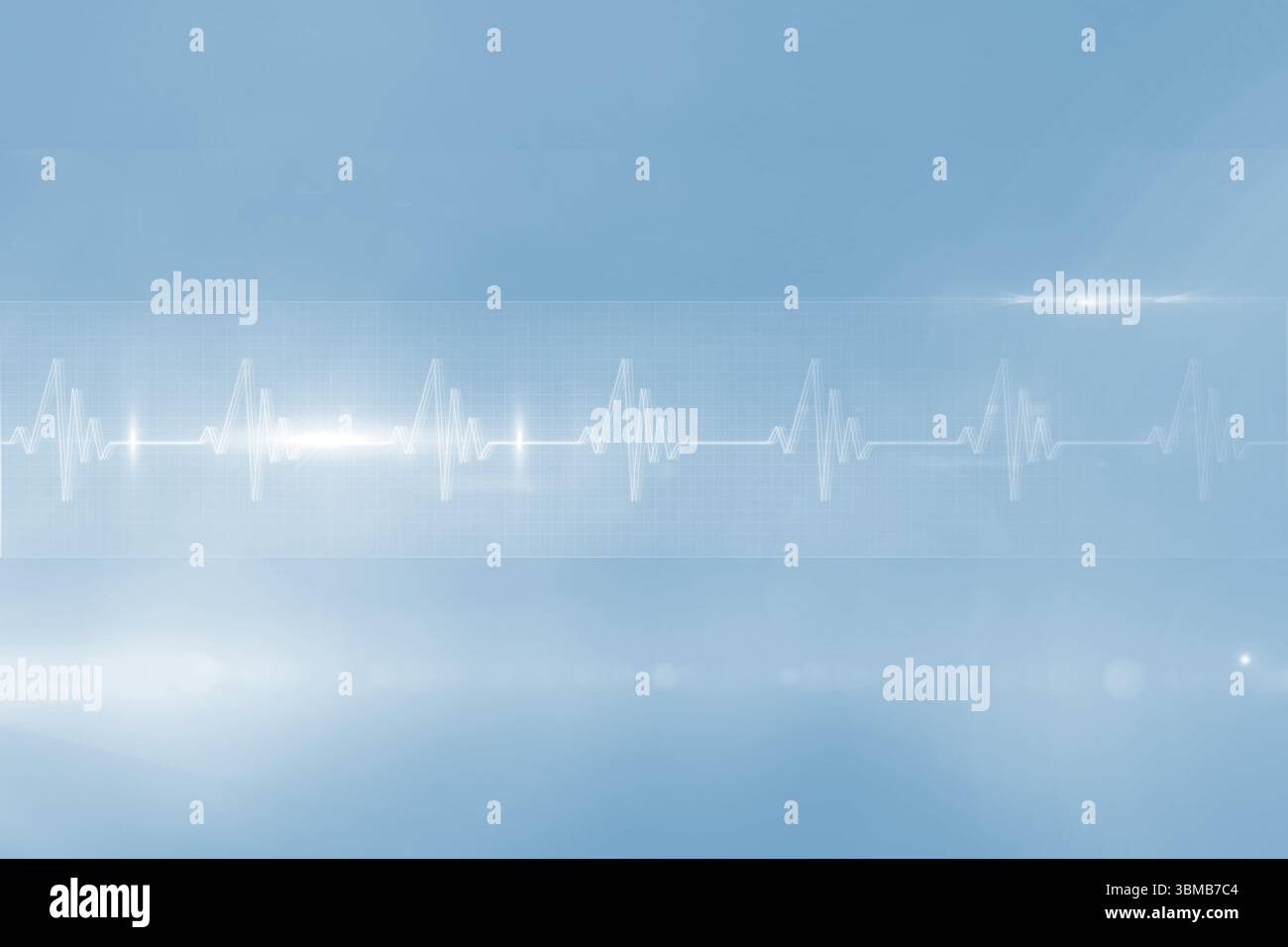 Pulsverlauf auf blauem Hintergrund Stockfoto