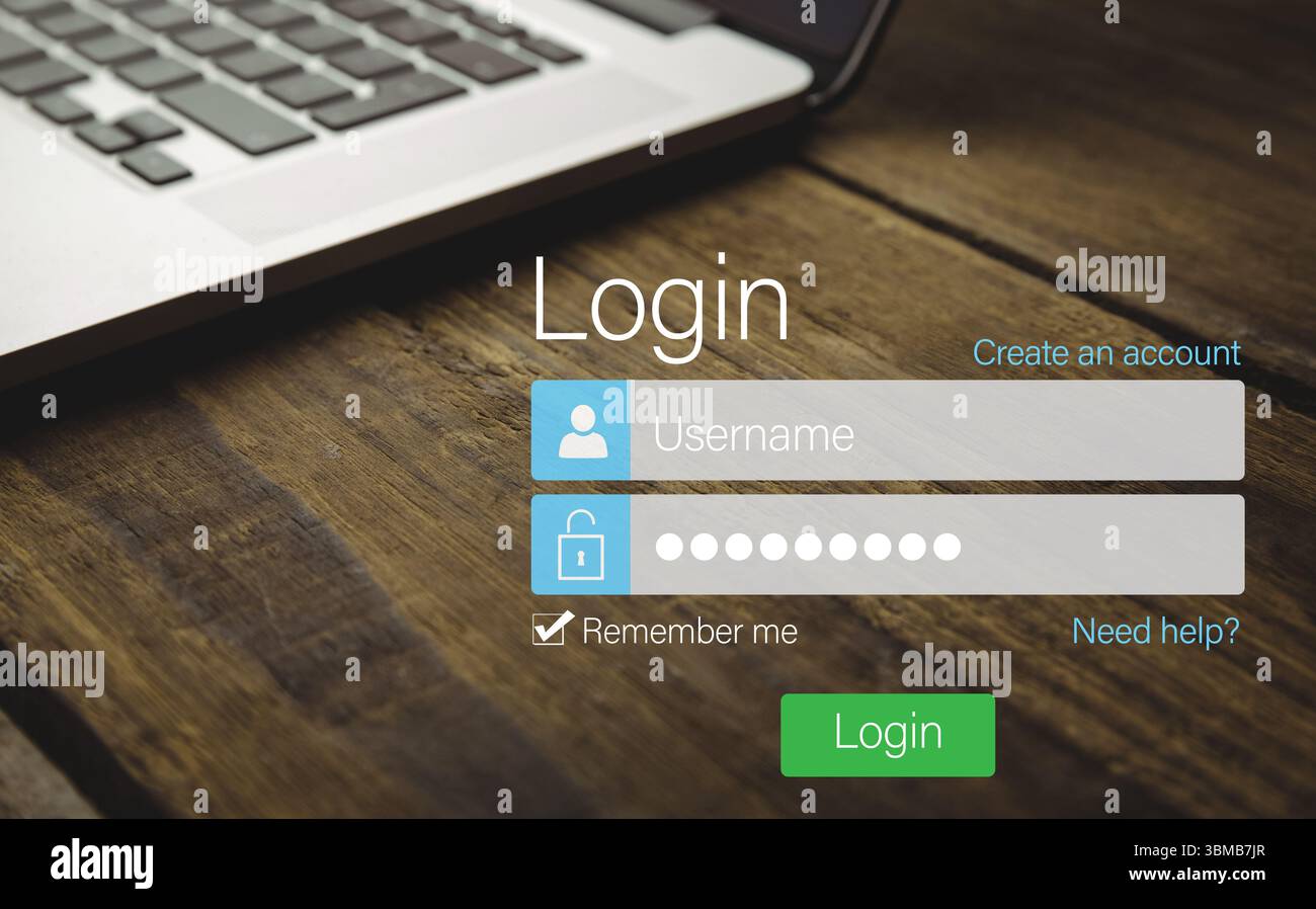 Anmeldebildschirm des digitalen Geräts Stockfoto