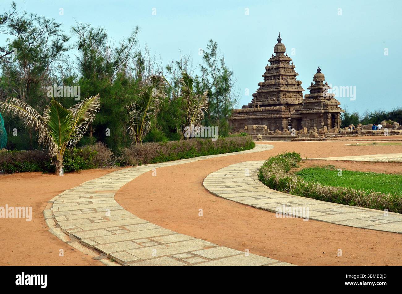 Der Landtempel - Ein Welterbestätigungswunder in Mahabalipuram, Tamil Nadu, Indien. Stockfoto