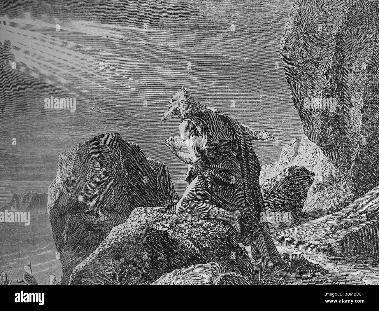 Offenbarung. Die Vision des Heiligen Johannes. Apokalypse. Stich, 19. Jahrhundert. Stockfoto