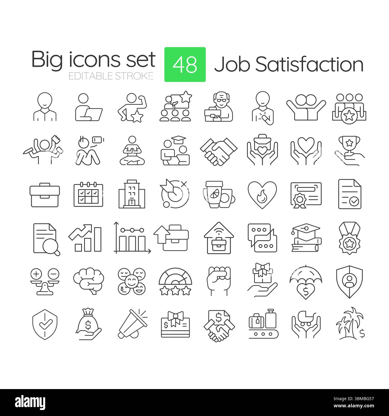 Positionssymbole für Stellenzufriedenheit festgelegt Stock Vektor