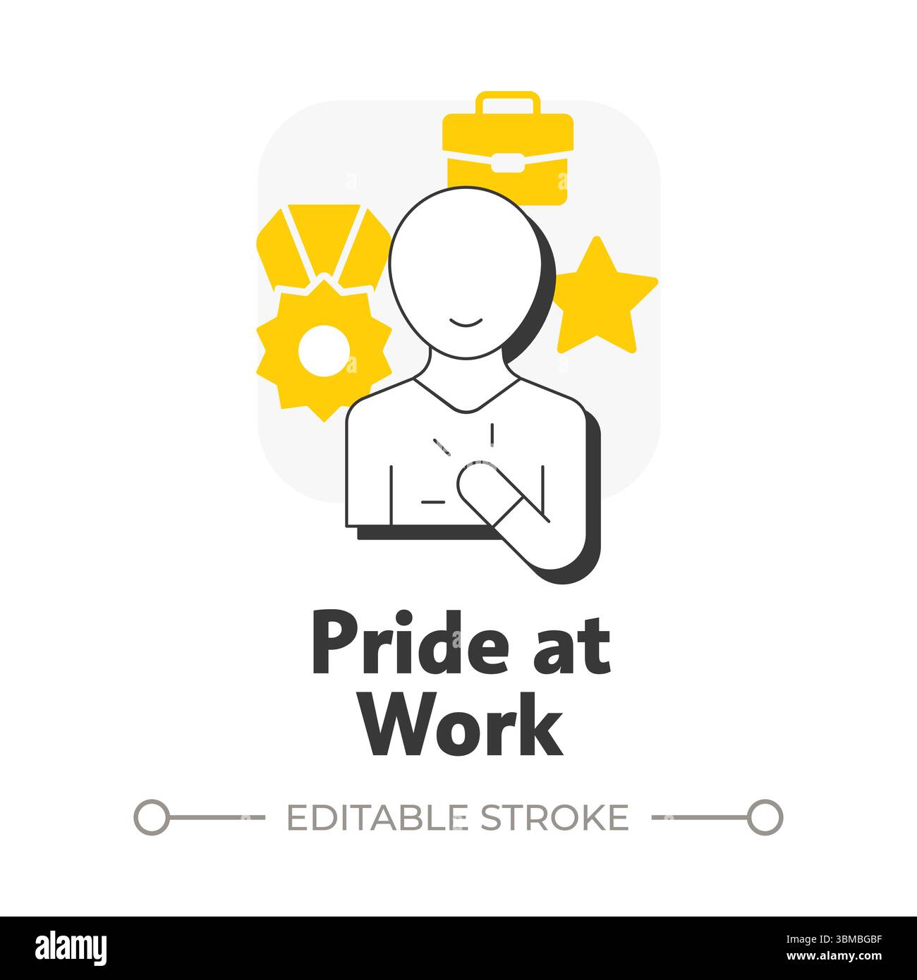 Stolz auf die Arbeit – Concept-Symbol für die flache Umrisse Stock Vektor