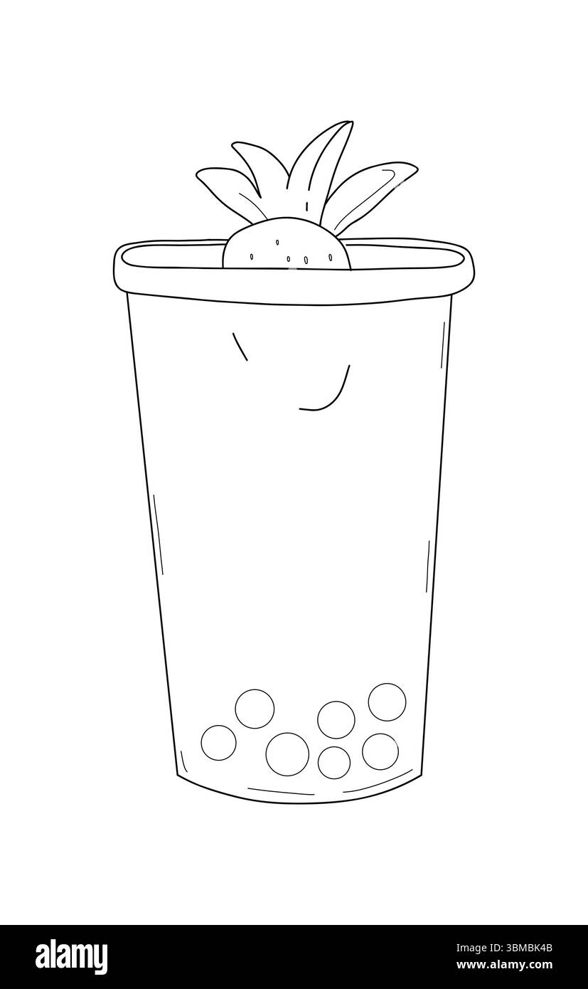 Minimalistische Vektor-Illustration einer Bubble Teetasse. Trendiges Symbol für kalte Getränke, perfekt für Sommermotive, Café-Branding, Menüdekoration und Lifestyle Stock Vektor