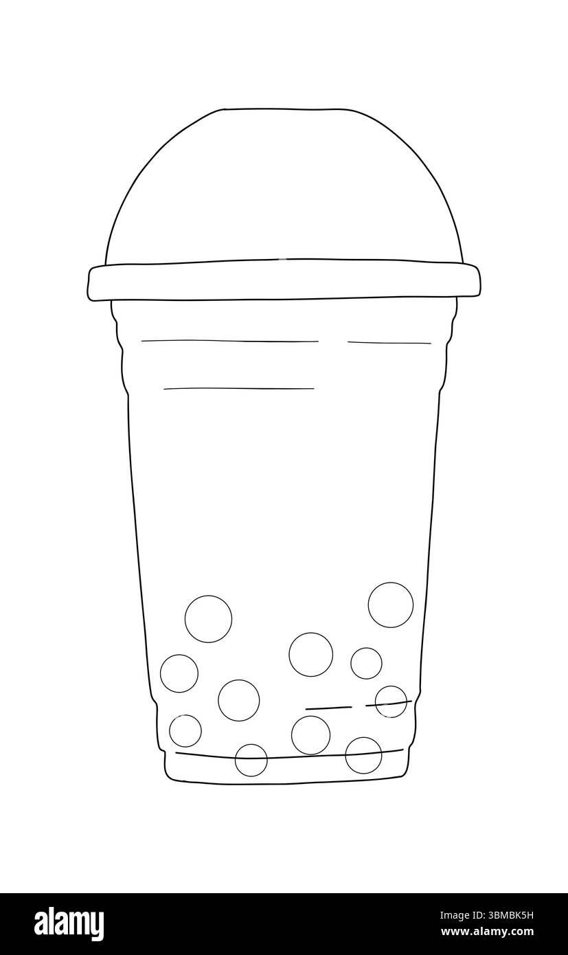 Minimalistische Vektor-Illustration einer Bubble Teetasse. Trendiges Symbol für kalte Getränke, perfekt für Sommermotive, Café-Branding, Menüdekoration und Lifestyle Stock Vektor