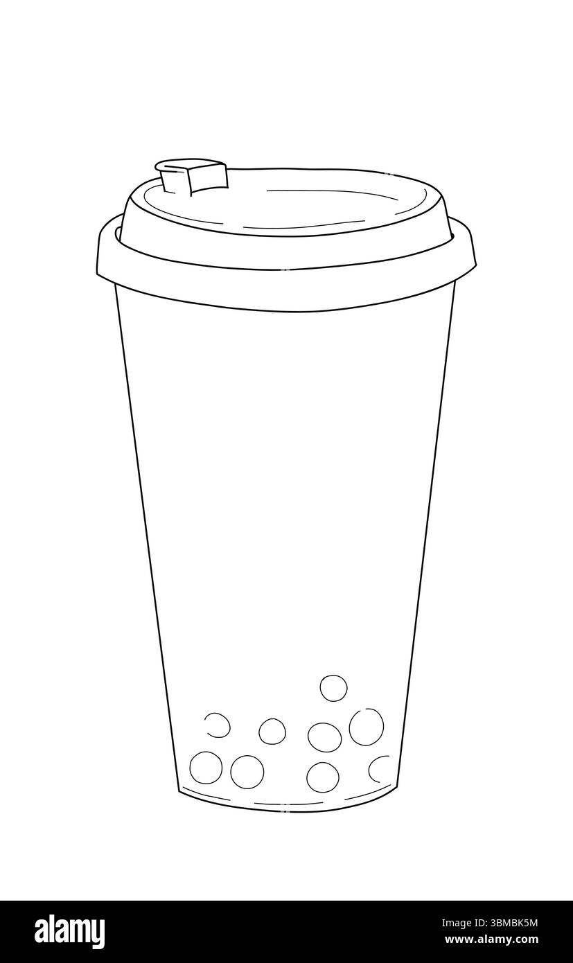Minimalistische Vektor-Illustration einer Bubble Teetasse. Trendiges Symbol für kalte Getränke, perfekt für Sommermotive, Café-Branding, Menüdekoration und Lifestyle Stock Vektor