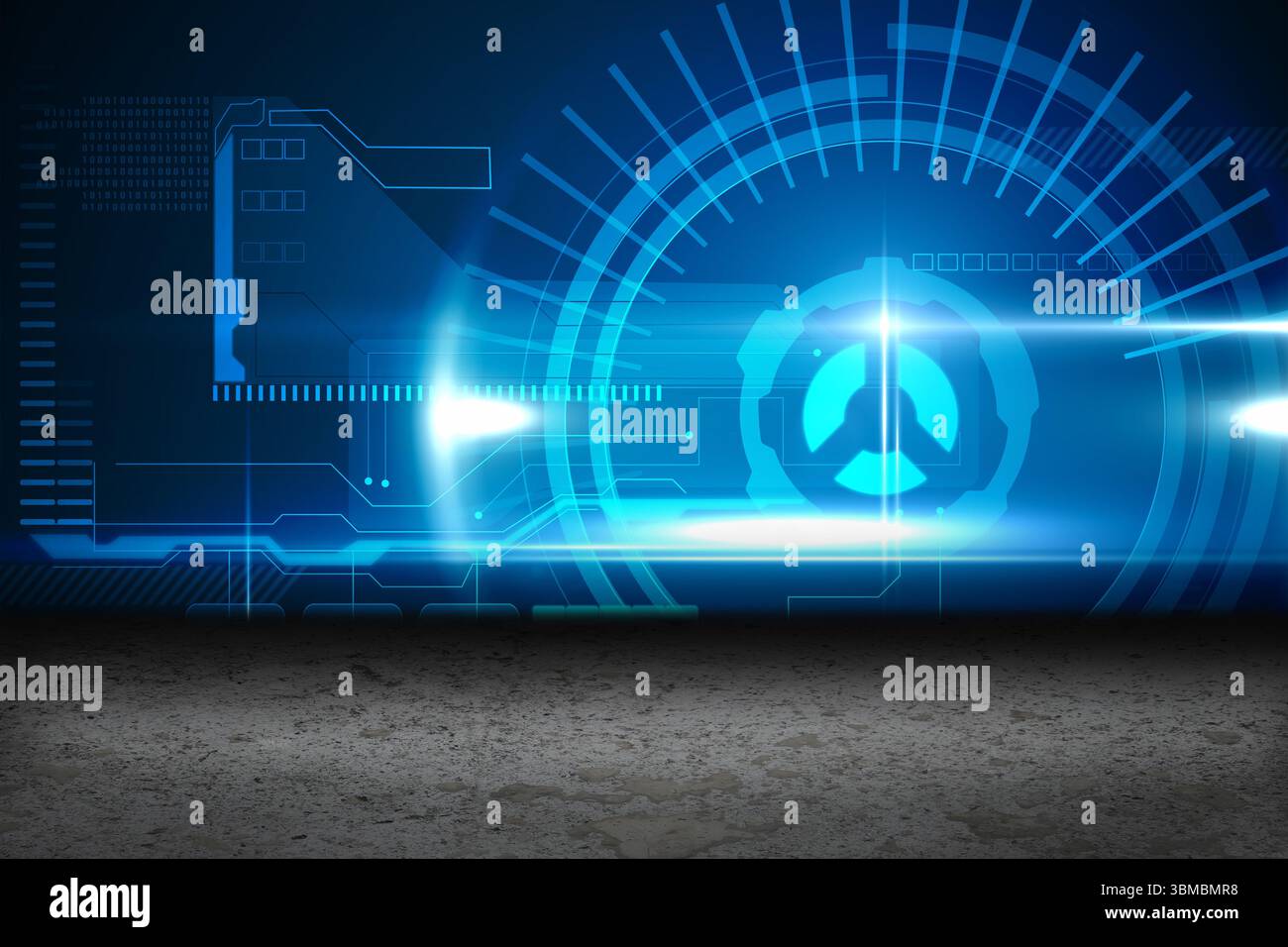 Digital generierte blau leuchtende Schnittstelle Stockfoto