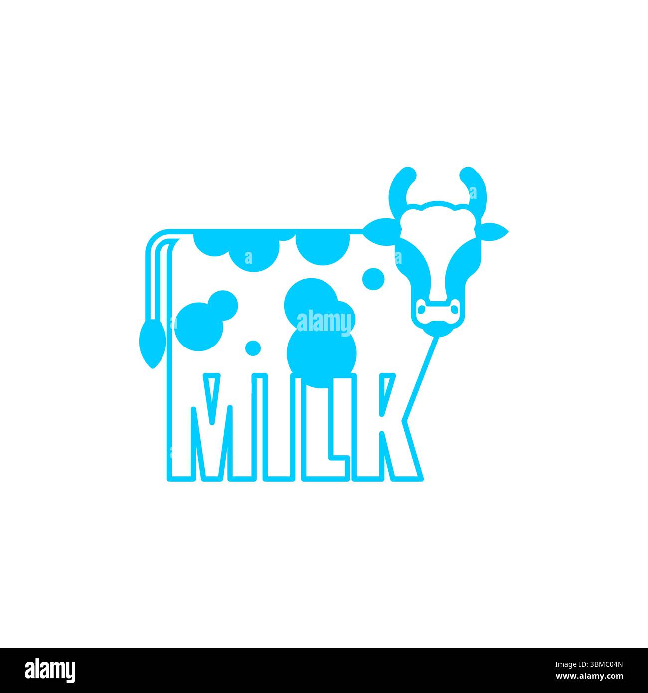 Symbol für Milchschrift. Briefmilch bei Kuh Stock Vektor