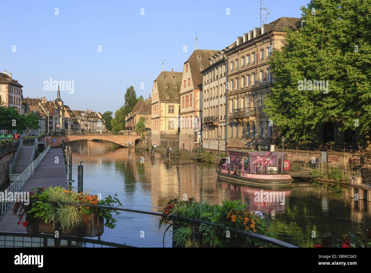 Fluss Ill mit Brücke Pont du Corbeau und historischem Museum, Straßburg Altstadt Straßburg, Unterrhein Département, Elsass Elsass, Region Grand Est, Fra Stockfoto