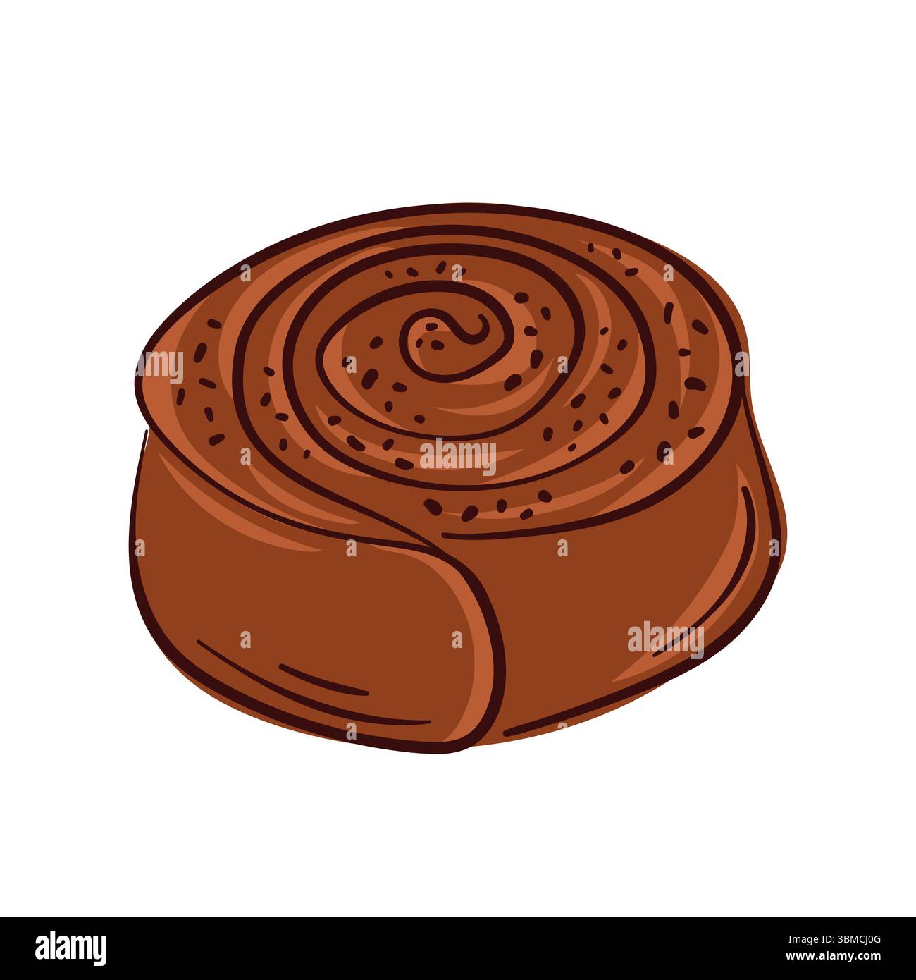 Zimtgebäck in flacher Ausführung. Perfekt für das Branding von Bäckereien, Lieferverpackungen, Frühstücksmenügestaltung und Süßgebäck. Stock Vektor