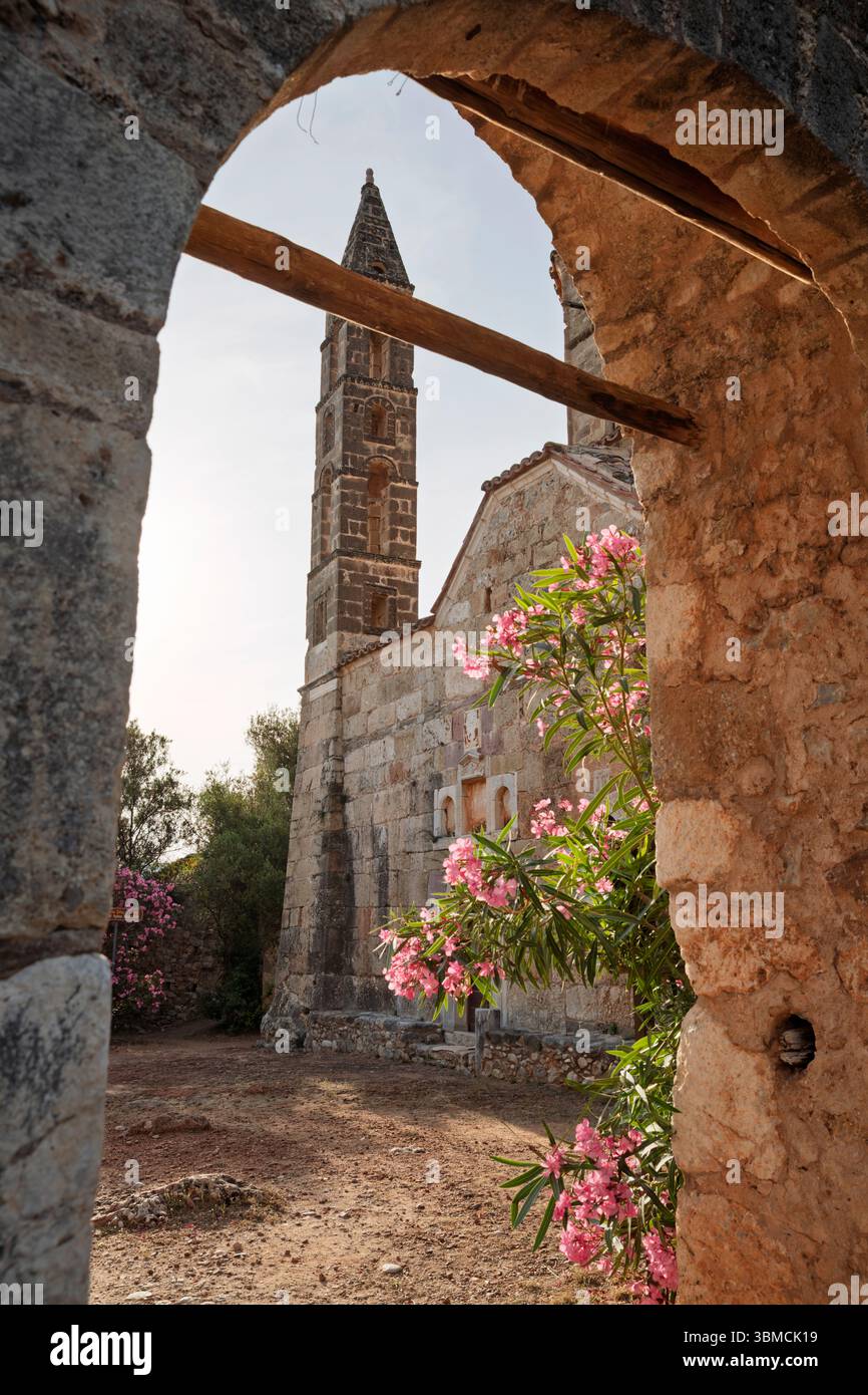 St. Spyridon Kirche, Kardamyli, West Mani, Messenia, Peloponnes, Griechenland, Europa Stockfoto