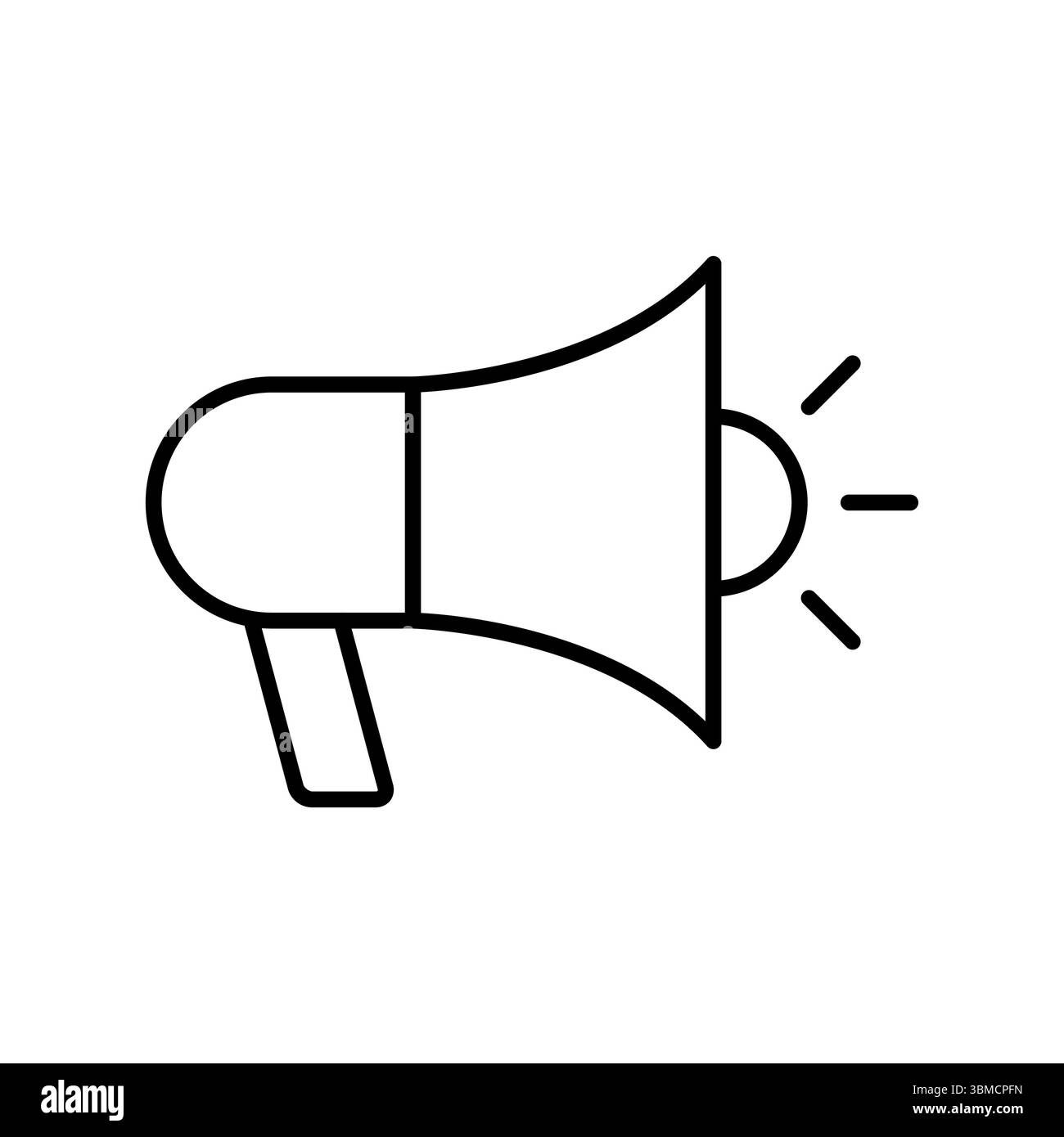 Symbol für Lautsprecherleitung. Umriss des Megaphon-Symbols. Warnhorn, Lautsprecherschild. Vektorabbildung. Werbung, Marketing, Medienkonzept. Kommunikation Stock Vektor