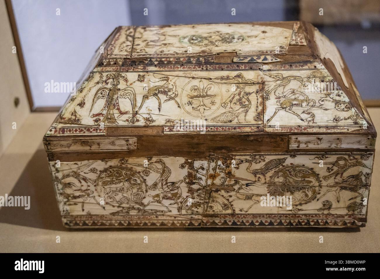 Arabischer Sarg aus dem 13. Jahrhundert, Stiftskirche Sant Feliu de Girona, Kunstmuseum Girona, Katalonien, Spanien, Europa Stockfoto