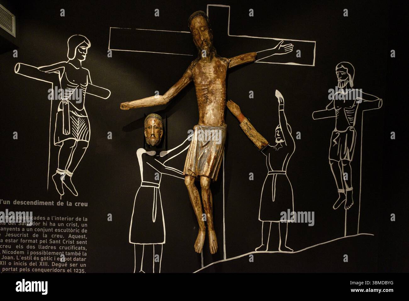 Gotisches Ensemble der Abstieg vom Kreuz der Kapelle des Erlösers, Ende des 12. Jahrhunderts, Archäologisches Museum von Ibiza und Formentera, Ibiza, Sp Stockfoto