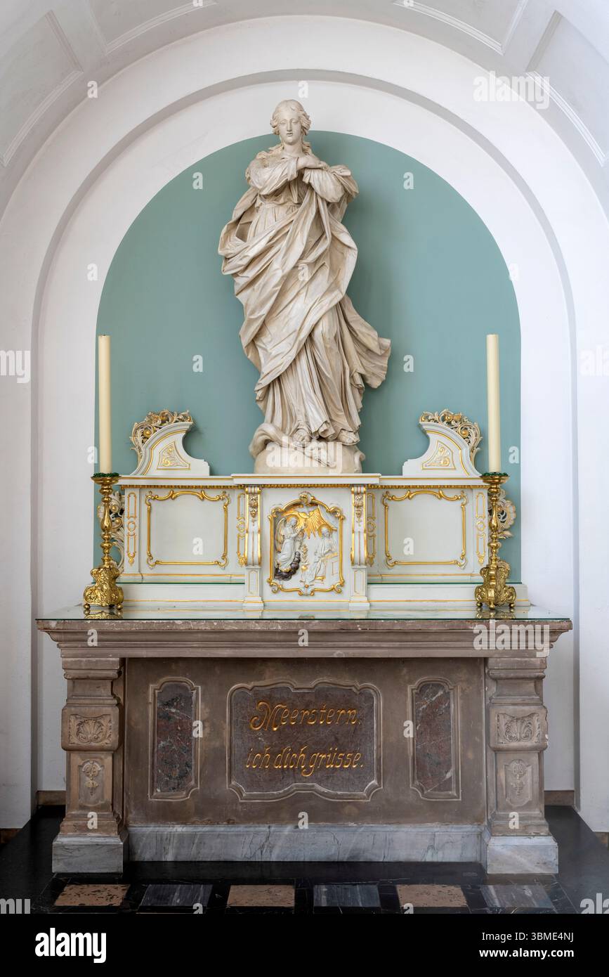 Kirchen im Rhein-Kreis-Neuss, St. Andreas in Neuss-Norf, Marienaltar, Maria Immaculata Stockfoto