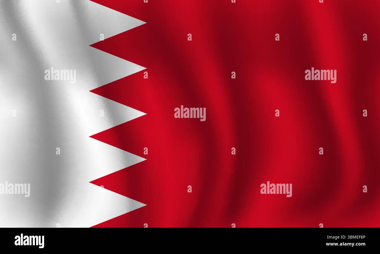 Die Flagge Bahrains flattert im Wind, mit Falten 3d Stock Vektor